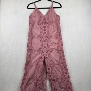 Mauve‎ Crochet Eyelet Jumpsuit Spaghetti Strap Boho Festival Romper